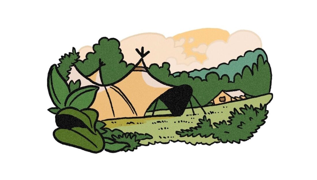 An illustration of a campground
