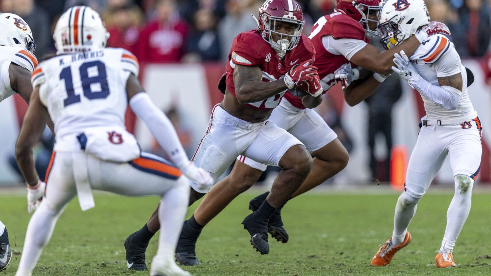 Football players on a field