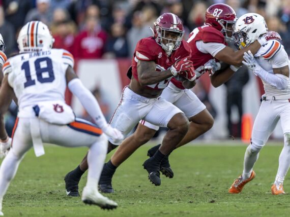 Football players on a field