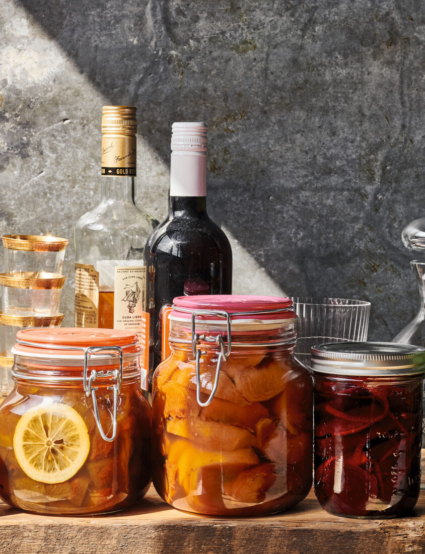 A jar of pickled items