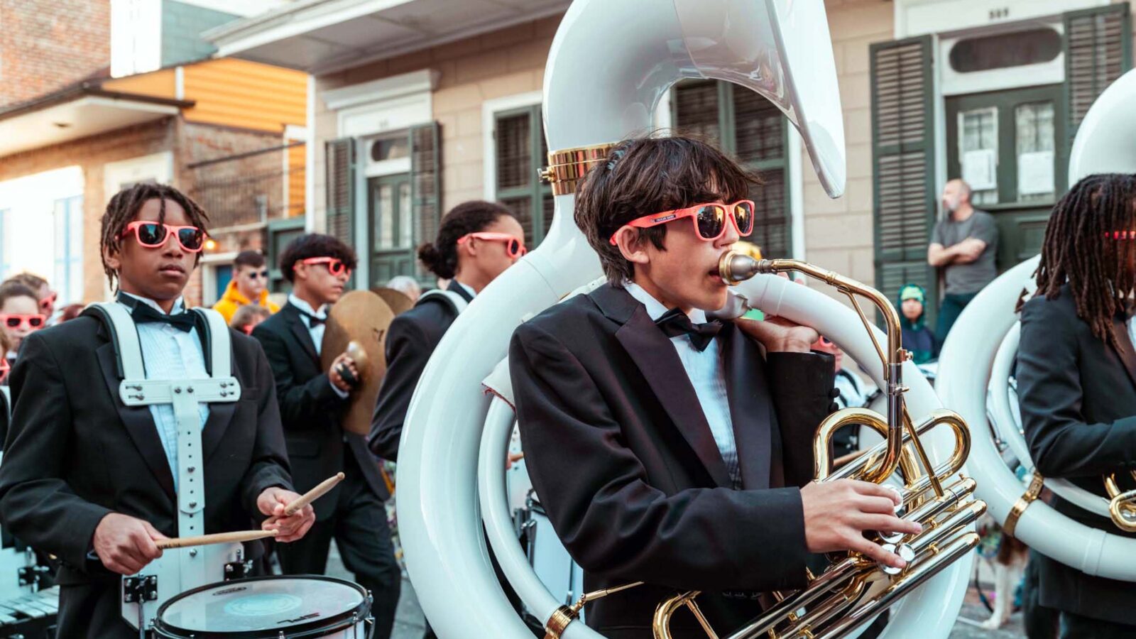 A brass band in the street