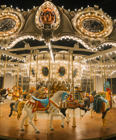 A colorful, lit up carousel