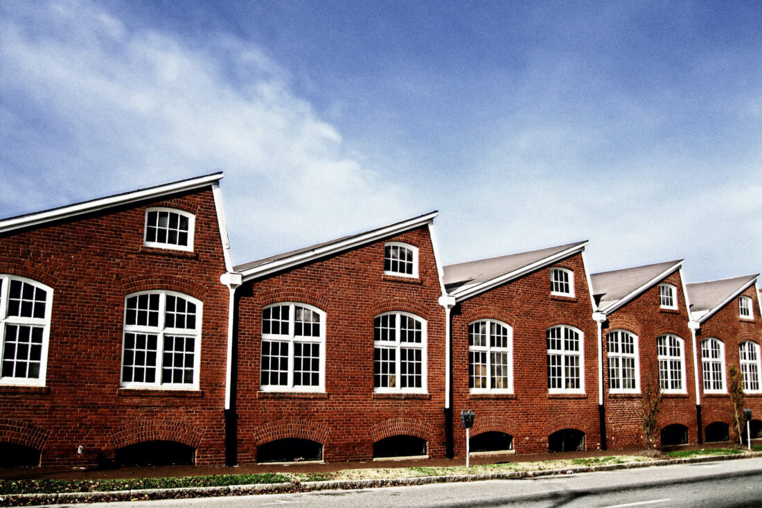 A row of brick buildings