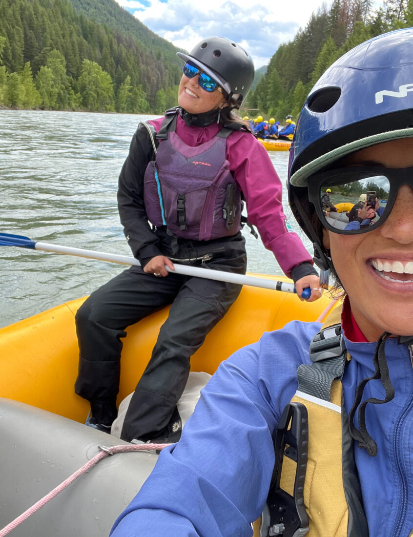 Two women on an inflatable raft