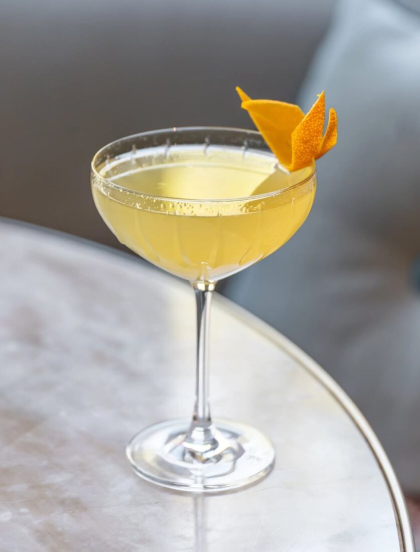 A cocktail on a table