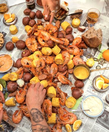 A spread of a lowcountry boil