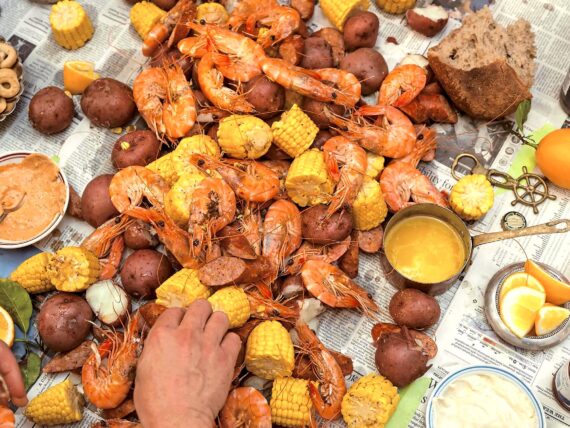 A spread of a lowcountry boil
