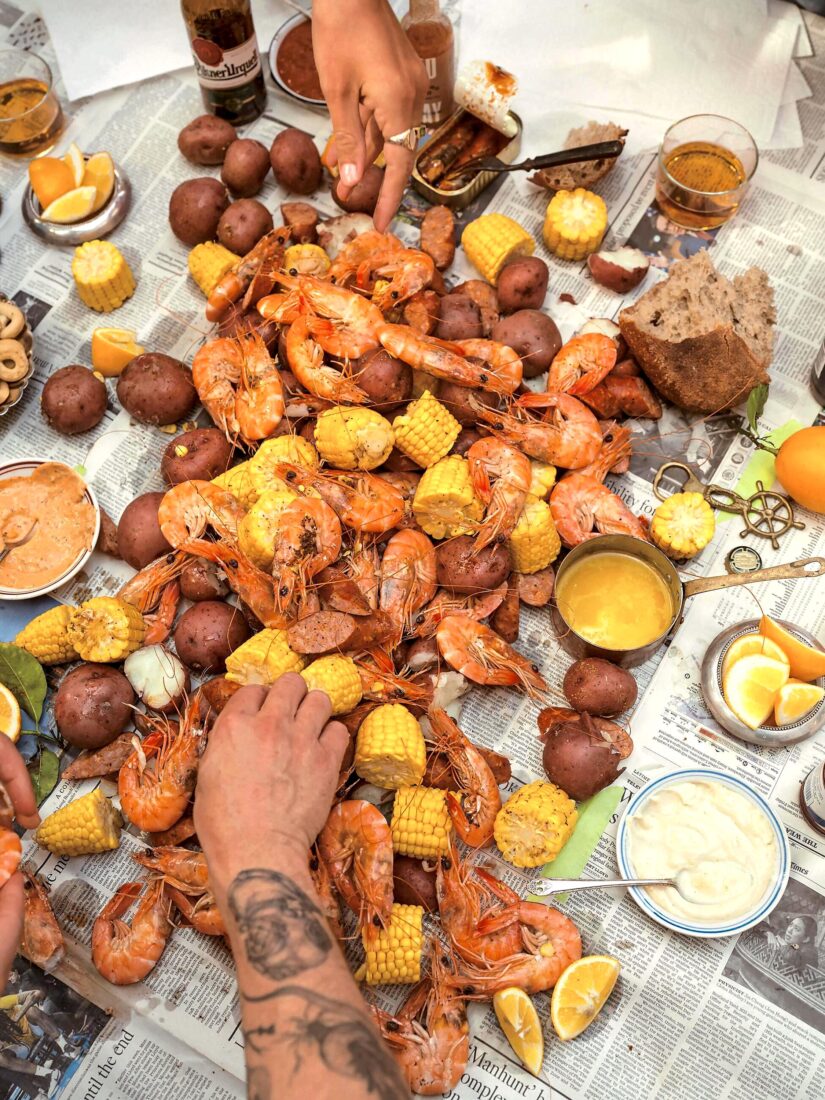 A spread of a lowcountry boil