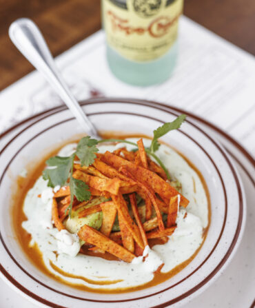 A bowl of chicken tortilla soup