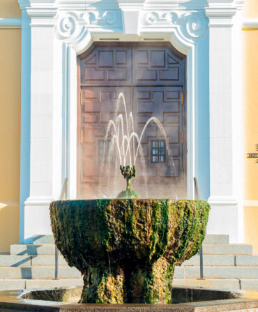 Sunny view of an old Fountain in front of the administration building at Arkansas.