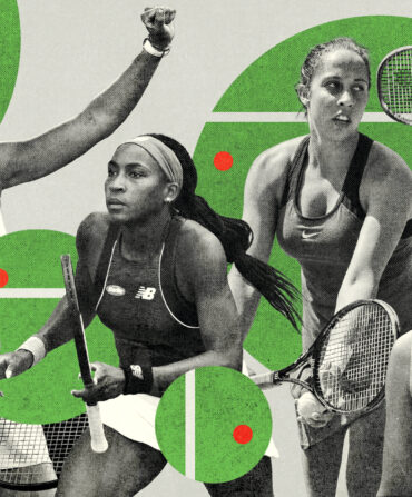 A collage of tennis players