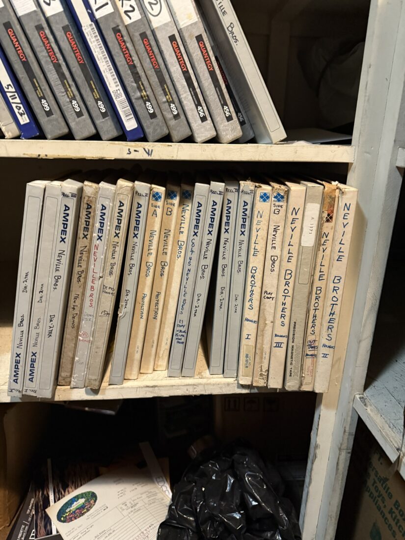 A shelf of old tapes