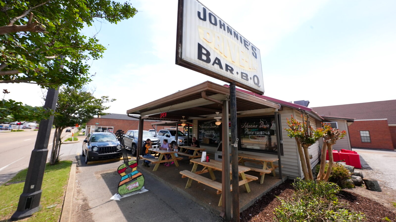 Outside a BBQ restaurant