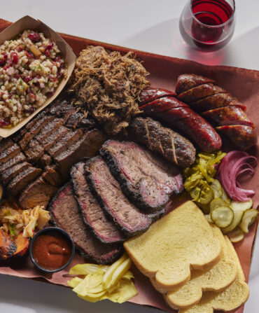 A tray of barbecue meat