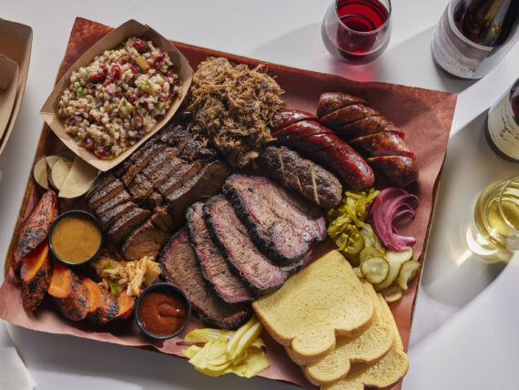 A tray of barbecue meat