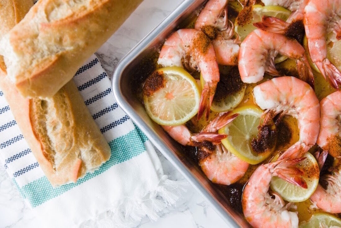 A close up of shrimp in a tray