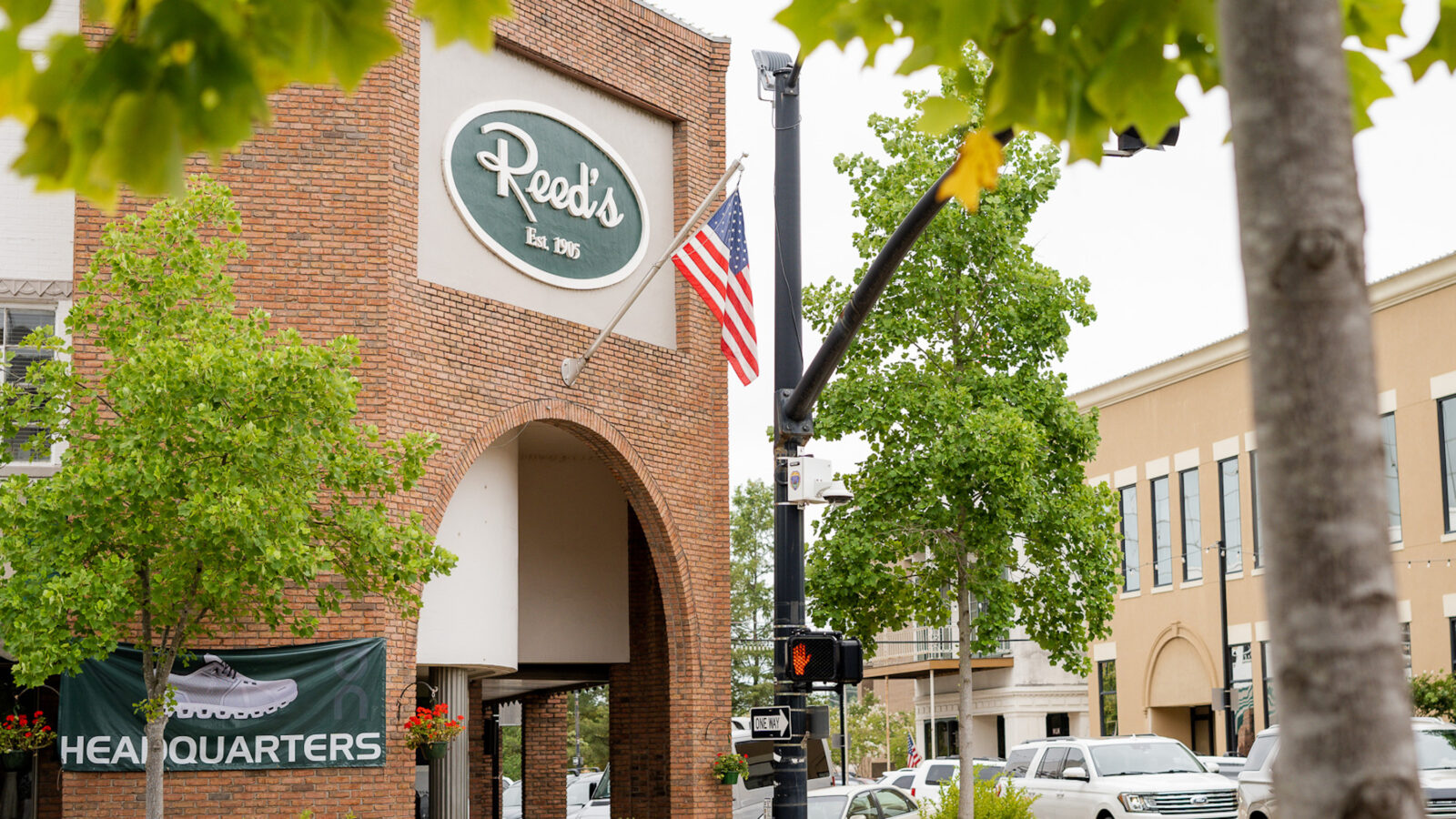 A brick shop building exterior