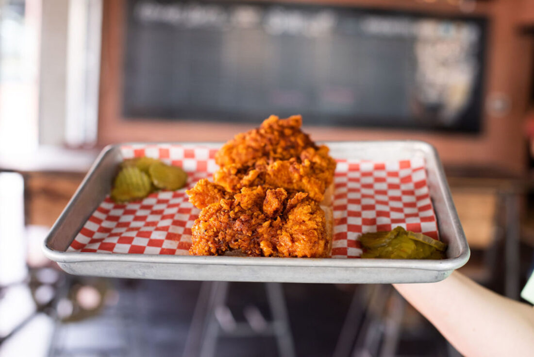 A tray of fried chicken