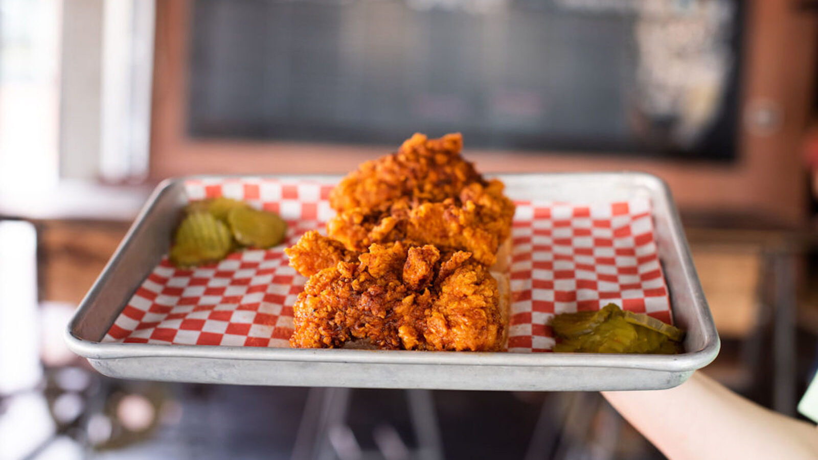 A tray of fried chicken