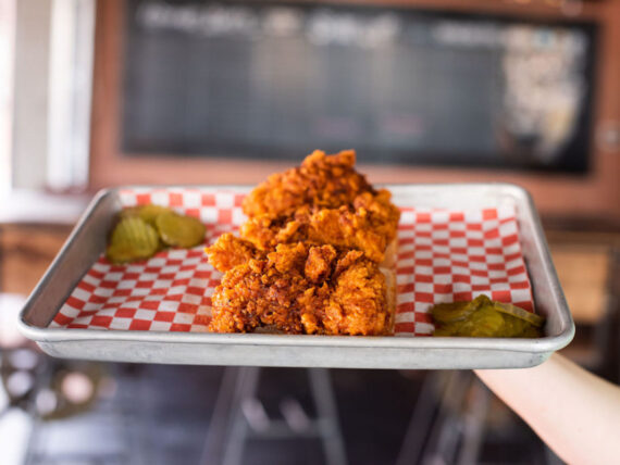 A tray of fried chicken