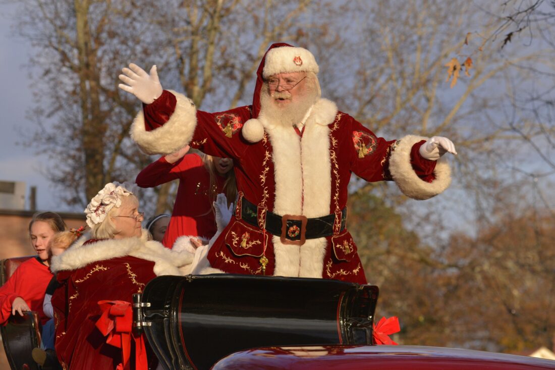 Santa waving from a sleigh