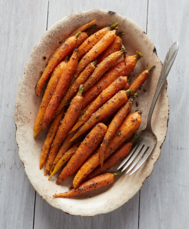 A dish of roasted carrots